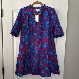 Floral Blue and Red Dress